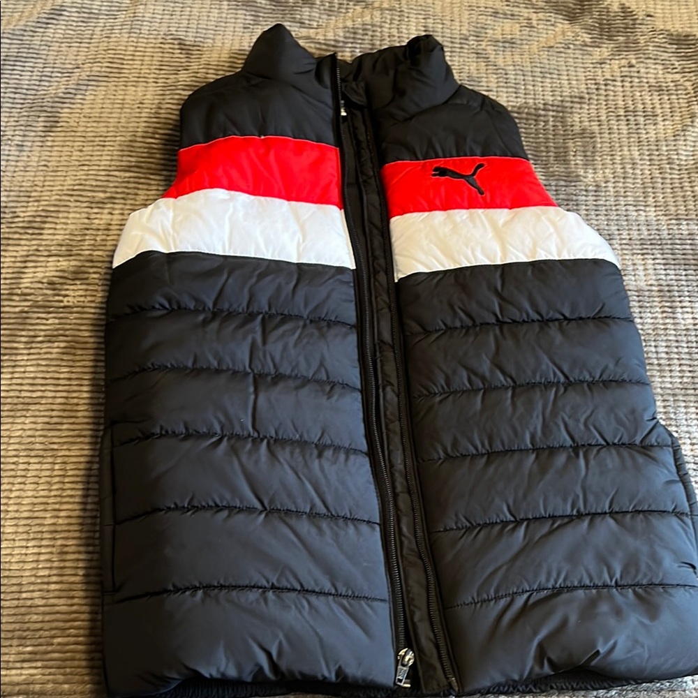 Puma Kids Black and Red Puffer Vest